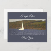 湖のはがきに帆船 ポストカード (正面/裏面)