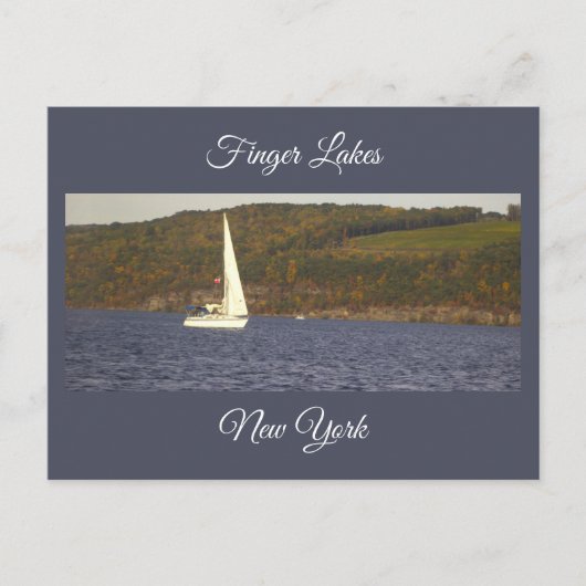 湖のはがきに帆船 ポストカード (正面)