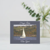 湖のはがきに帆船 ポストカード (スタンド正面)