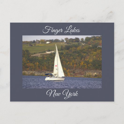 湖のはがきに帆船 ポストカード (正面)