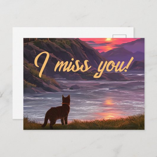 湖のはがきの隣のアニメ猫 ポストカード (正面/裏面)