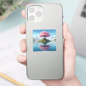 湖のほとりのさくら シール (スマートフォン)