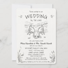 湖のほとりのキスするガチョウの結婚式
