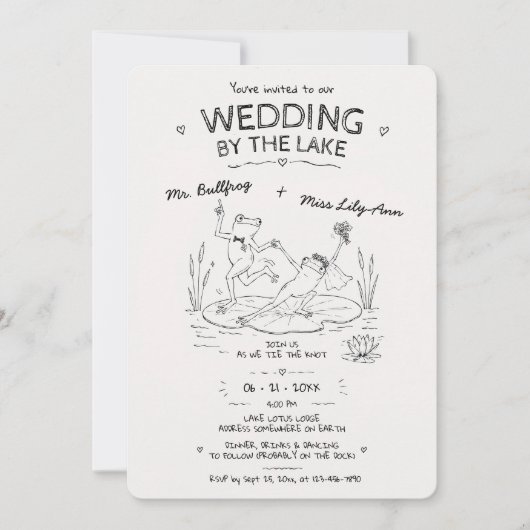 湖のほとりの結婚式 ダンシング・フロッグ ウェディング 招待状 (正面)