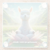 湖のめい想ロータスパッドの可愛いアルパカ ガラスコースター (裏面)