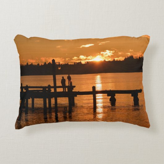 湖のアクセント枕に日没 アクセントクッション (正面)