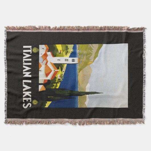 湖のイタリアンヴィンテージ旅行投げ毛布 スローブランケット (正面)