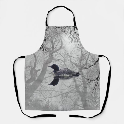 湖のエプロンに黒と白の霧の木 エプロン (正面)