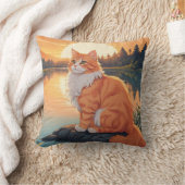 湖のオレンジ猫 クッション (ブランケット)