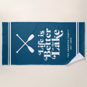 湖のカスタムビーチタオルで青い生活が良い ビーチタオル (正面)