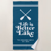 湖のカスタムビーチタオルで青い生活が良い ビーチタオル (正面)