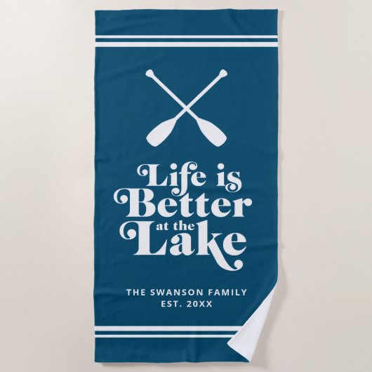 湖のカスタムビーチタオルで青い生活が良い ビーチタオル (正面)