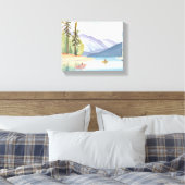 湖のカヤック | 横向き水彩 キャンバスプリント (インサイチュ (寝室))