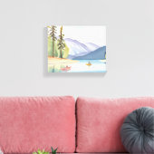 湖のカヤック | 横向き水彩 キャンバスプリント (インサイチュ (リビング))