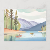 湖のカヤック | 横向き水彩 ポストカード (正面)