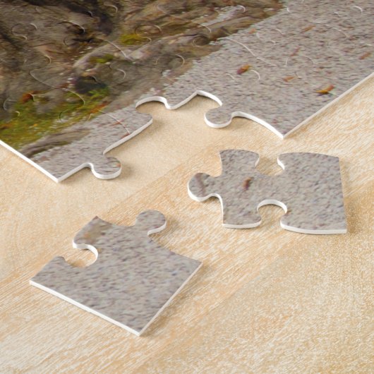 湖のカラフルなツーリストボートは秋に出血しました ジグソーパズル (側面)