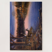 湖のキャビンで鹿鹿を追う ジグソーパズル (縦)