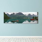 湖のキャンバスに反射する2つのボート キャンバスプリント (インサイチュ (ウッドフロア))