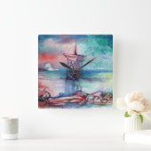 湖のグノーモンと女性 スクエア壁時計 (ホーム)