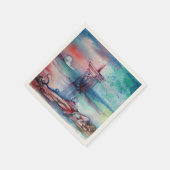 湖のグノーモンと女性 スタンダードカクテルナプキン (角)