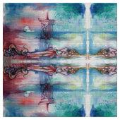 湖のグノーモンと女性 ファブリック (クローズアップ)