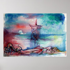 湖のグノーモンと女性 ポスター