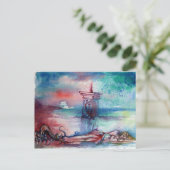 湖のグノーモンと女性 ポストカード (スタンド正面)