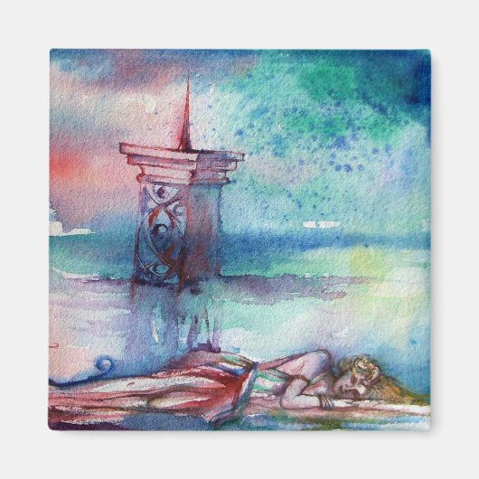 湖のグノーモンと女性 マグネット (正面)