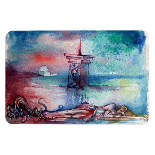 湖のグノーモンと女性 マグネット (横)