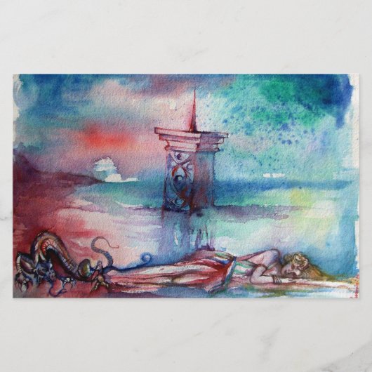 湖のグノーモンと女性 便箋 (正面)