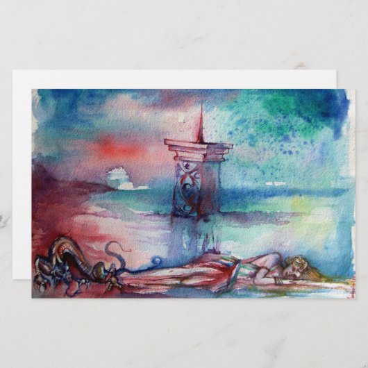 湖のグノーモンと女性 便箋 (正面/裏面)