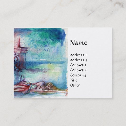 湖のグノーモンと女性 名刺 (正面)