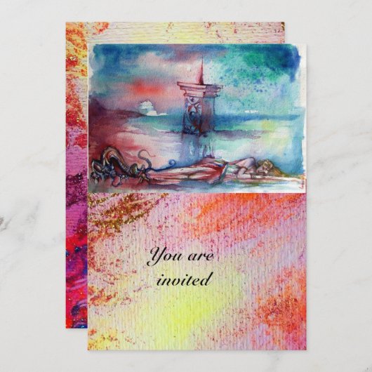 湖のグノーモンと女性 招待状 (正面/裏面)