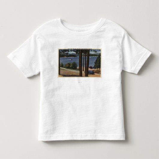湖のグリルポイント眺め トドラーTシャツ (正面)