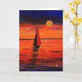 湖のグリーティングカードの午後遅い カード (黄色い花)