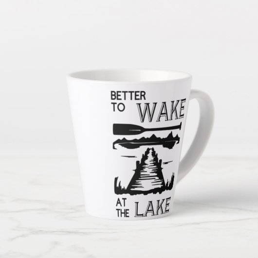湖のコーヒーマグで目を覚ますほうがいい カフェラテマグ (右アングル)