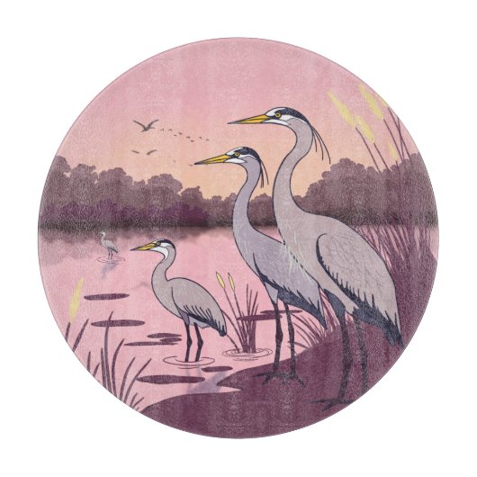 湖のサギ カッティングボード (正面)