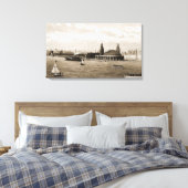 湖のシカゴの20年代の水彩画の芸術からの海軍桟橋 キャンバスプリント (インサイチュ (寝室))