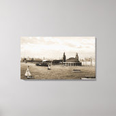 湖のシカゴの20年代の水彩画の芸術からの海軍桟橋 キャンバスプリント (正面)