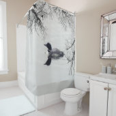 湖のシャワーカーテンに黒と白のルーン シャワーカーテン (インサイチュ)