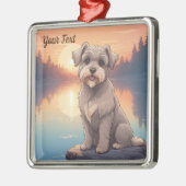 湖のシュナウザー メタルオーナメント (左)