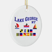 湖のジョージNYのシグナルフラグ セラミックオーナメント (右)