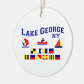 湖のジョージNYのシグナルフラグ セラミックオーナメント (左)