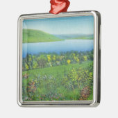 湖のセネカ人ポイント眺め メタルオーナメント (左)