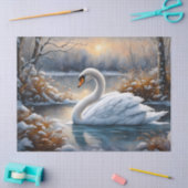 湖のデコパージュに美しい白い白鳥 薄葉紙 (クラフト)
