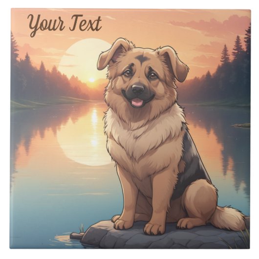湖のドイツシェパード タイル (正面)