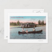 湖のハウスボートの景色 ポストカード (正面/裏面)