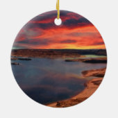 湖のパウエルの美しい自然の景色 セラミックオーナメント (裏面)