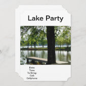 湖のパーティーの魚釣りのピクニックバーベキューの家族会 招待状 (正面/裏面)