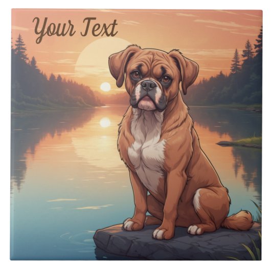 湖のボクサー犬 タイル (正面)